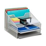 Mind Reader Desktop Organizer File Holder Paper Trays Metal 12.5 L x 11.5 W x 9.5 H White
