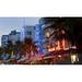 Hotels lit up at dusk in a city Miami Miami-Dade County Florida USA Poster Print (20 x 12)