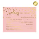 Blush Pink and Metallic Gold Confetti Polka Dots Wedding Reception Fill in the Blanks Game Cards 20-Pack