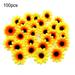 100Pcs Artificial Flower Head Sunflower Home Decor Faux Silk Flower Scrapbooking Craft Simulated Bouquet for Garden Pink F