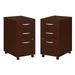 Home Square 2 Piece Wood Mobile Filing Cabinet Set with 3 Drawer in Mahogany