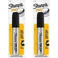 Sharpie 15101PP Pro King Size Permanent Markers Chisel Tip Black Ink Marks On Wet and Oily Surfaces Sturdy Felt Chisel Tip and Durable Body Pack of 2 Markers