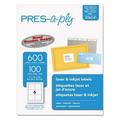 Labels Laser Printers 3.33 X 4 White 6/sheet 100 Sheets/box | Bundle of 2 Boxes