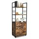 VINGLI 2 Drawer Veritical File Cabinet with Open Shelves and Wheels Wooden Filing Cabinet with Lock Industrial Bookshelf File Cabinet for Home Office Letter/Legal Size Rustic Brown