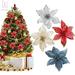 GustaveDesign 12 Pieces Glitter Artificial Christmas Flowers 5.91 Christmas Poinsettia Glitter Flowers for Wedding Christmas Tree Wreaths Ornament Decorations Home Decor