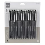 Office DepotÂ® Brand Felt-Tip Porous Pens Medium Point 1.0 mm Black Barrels Black Ink Pack Of 12 Pens