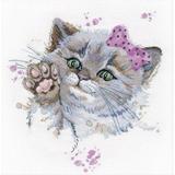 Little Cat Cross-Stitch Kit on Aida 14 Count Canvas Monochrome Little Kitten Animal Cross Stitch Kit by Oven 1137