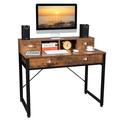 BaytoCare Computer Desk 41 for Home Laptop Table Home Office Notebook Desk Organizer with Hutch 4 Drawers Metal Legs