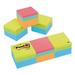 Post-It Notes Mini Cubes 1 7-8 X 1 7-8 Orange Wav-Green Wave 400-Sheet 3-Pack