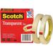 Scotch-1PK Scotch Transparent Tape 3 Core 0.5 x 72 yds Transparent 2/Pack (6002P1272)