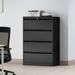 Dextrus Lateral Filing Cabinet with Lock 4 Drawer Metal Stainless Steel Wide Lateral File Cabinet for Legal/Letter A4 Size Office Organizer Storage Cabinet (Black)