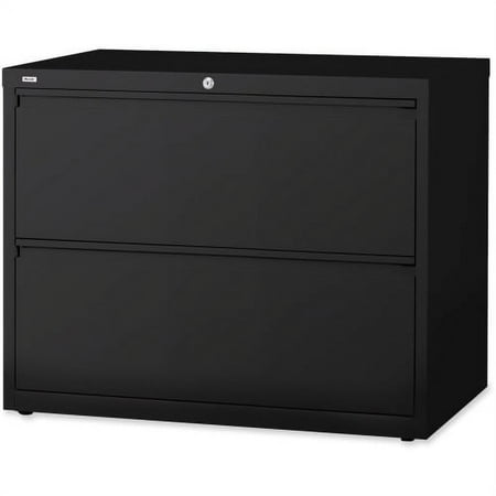 Lorell Lateral Files - 2-Drawer 36 x 18.6 x 28.1 - 2 x Drawer(s) for File - Letter Legal A4 - Lateral - Leveling Glide Label Holder Ball-bearing Suspension Interlocking - Black - Steel - Recyc