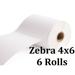 Zebra 4 x6 Direct Thermal Shipping Labels (250 per roll)- 6 QTY Fast Shipping!