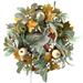 Fall Wreath for Front Door 18 Inch Autumn Wreath with Maple Leaf Pumpkins and White Berries Artificial Pumpkins Wreath Thanksgiving Wreaths Maple Leaf Wreath Thanksgiving Decoration