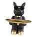 Dog Sculpture Dog Statue Sundries Storage Animal Figurine Desk Organizer for Tabletop Living Room Decoration Black