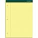 TOPS Double Docket Rigid Back Legal Pads 100 Sheets - Stapled/Glued - Ruled - 16 lb Basis Weight - 8 1/2 x 11 3/4 - Canary Paper - Green Binder - Hard Cover Perforated Stiff-back Back Board - 100