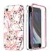 UUCOVERS Case for iPhone SE 3 2022 Case iPhone SE 2020 Case iPhone 8 Case iPhone 7 Case Dual Layer TPU+PC Heavy Duty Anti-Scratch Shockproof Protective Phone Case Women Girls (Pink Flower Marble)