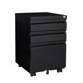 Mobile File Cabinet with 3 Drawers Under Desk Metal Filing Cabinet on Wheels Storage Cabinet with Lock for Legal/Letter/A4 Files Fully Assembled Black D8945