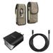 Holster and Wall Charger Bundle for Samsung Galaxy A13 5G: Vertical Rugged Denim Nylon Belt Pouch Case (Brown) and UL Certified 18W Dual USB Port (Type-C & USB-A) Power Adapter