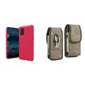 Bemz Flexible TPU Protection Slim Fit Case and Belt Holster Pouch for Nokia G100 (Hot Pink/Brown)