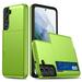 Galaxy S22 Case - TECH CIRCLE [Sliding Hidden Card Holder] 3-in-1 Hard Plastic Protective Rugged Cover Case for Samsung Galaxy S22 (6.1 Inch) 2022 Release Green