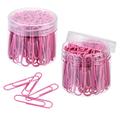 Uxcell Paper Clips 2 Inch Vinyl Coated with Box for Office Home Pink Count 200