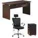 Home Square 3 Piece Set with Computer Desk Office Chair and Mobile File Cabinet