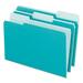 Pendaflex Interior File Folders 1/3 Cut Top Tab Letter Aqua 100/Box 421013AQU