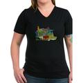 CafePress - San Francisco Travel Poster T Shirt - Women s V-Neck Dark T-Shirt