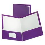 Oxford Two-Pocket Laminated Folder 100-Sheet Capacity 11 x 8.5 Metallic Purple 25/Box