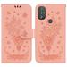 Dteck Wallet Case for Moto G Power 2022 Case Flower Embossed PU Leather Flip Case with Card Holder Kickstand Protection Cover Wirst Strap Protective Cases for Motorola G Power Pink