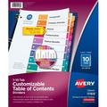 Avery Ready Index 10 Tab Binder Dividers Customizable Table of Contents Multicolor Tabs 24 Sets (11169)