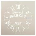 Round Clock Stencil Roman Numerals - Farmers Market Letters - DIY Painting Vintage Rustic Farmhouse Country Home Decor Walls - Select Size 18