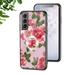 Dteck for Samaung Galaxy S21 Case 6.2 2021 TPU Flexible Border with Ring Kickstand and Glass Protector Case for Samaung Galaxy S21 Girls and Women Red Flowers