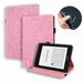 Dteck Case for 6.8 Amazon Kindle Paperwhite 11th 2021 Embossed Premium PU Leather Book Wallet Cover with Auto Wake/Sleep Floral Folio Stand with Multi-Angle Viewing Elastic Strap Pink