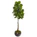 Nearly Natural 66 in. Fiddle Leaf Real Touch Artificial Tree in Metal Bowl