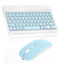 Rechargeable Bluetooth Keyboard and Mouse Combo Ultra Slim Full-Size Keyboard and Ergonomic Mouse for Nokia N1 and All Bluetooth Enabled Mac/Tablet/iPad/PC/Laptop - Sky Blue