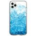 DistinctInk Clear Shockproof Hybrid Case for iPhone 13 (6.1 Screen) - TPU Bumper Acrylic Back Tempered Glass Screen Protector - Clear Blue Ice Image Print