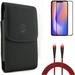 Case Belt Clip & Screen Protector & PD Cable for iPhone 13/Pro - Combo with Leather Holster Cover & Anti-Glare Tempered Glass Matte & 10ft USB-C to iPhone Charger
