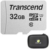 32GB Memory Card with Zipper Case (Not a phone case) - Transcend High Speed MicroSD Class 10 MicroSDHC Compatible for OnePlus 5T 6 9 Nord N200 5G N100 N10 5G Pro - Orbic Myra 5G UW - W7A