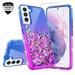 Liquid Quicksand Glitter Cute Phone Case for Samsung Galaxy S22 Plus Case for Girls Women Clear Bling Diamond Phone Case Cover - Purple/Blue
