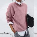 Ydkzymd Neck Sweater for Women Cozy Long Sleeve Solid Color Tunic Graphic Crew Neck Plus Size Pullover Jumper Winter Top Knit Chunky Western Ribbed Blouses Pink 3XL