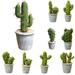 Travelwant Artificial Succulent Plants Faux Cactus Decorative Faux Succulents Potted Fake Cactus Cacti with Gray Pots Rock Sand Included Artificial Faux Cactus for Bathroom