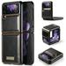 Dteck For Samsung Galaxy Z Flip 3 5G Retro Leather Wallet Magnetic Pocket Kickstand Flip Cover for Samsung Galaxy Z Flip 3 Case Brown