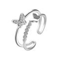 Apmemiss Wholesale The New Double Layer Butterfly Ring Popular Diamond Opening Adjustable Ring