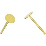 10 Pairs Authentic Gold Plated Sterling Silver Earring Posts 0.7mm Pin 6mm Flat Board Glue On Setting (With Plastic Earnut Back) SS67-6