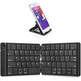 Foldable Bluetooth Keyboard Leather Surface - Portable Wireless Keyboard with Stand Holder Rechargeable Full Size Ultra Slim Folding Keyboard Compatible IOS Android Windows Tablet and Laptop