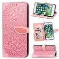 iPhone SE 2020 Case iPhone 8 Cover iPhone 7 Case Allytech Embossed PU Leather Anti-Shock Magnetic Closure Flip Folding Card Holder & Hand Strap Case for iPhone 7/8/ iPhone SE 2nd Gen 2020 Pink