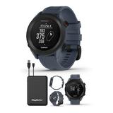 Garmin Approach S12 (Granite Blue) Golf GPS Watch Bundle with PlayBetter Portable Charger