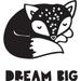 Printtoo Dream Big Text & Sleeping Fox Pattern Square Wooden Rubber Stamp Block-4 x 4 Inches